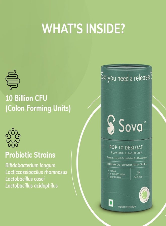 SOVA Pop to Debloat for Men & Women|Prevent Gassiness,Bloating and Discomfort|Clinically Researched Prebiotics,Probiotics & Digestive Enzymes |30 Vegan Sachets - 1 Month Supply,1 count,30 grams - Image 5
