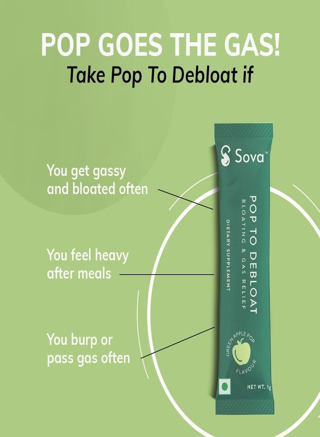 SOVA Pop to Debloat for Men & Women|Prevent Gassiness,Bloating and Discomfort|Clinically Researched Prebiotics,Probiotics & Digestive Enzymes |30 Vegan Sachets - 1 Month Supply,1 count,30 grams - Image 3