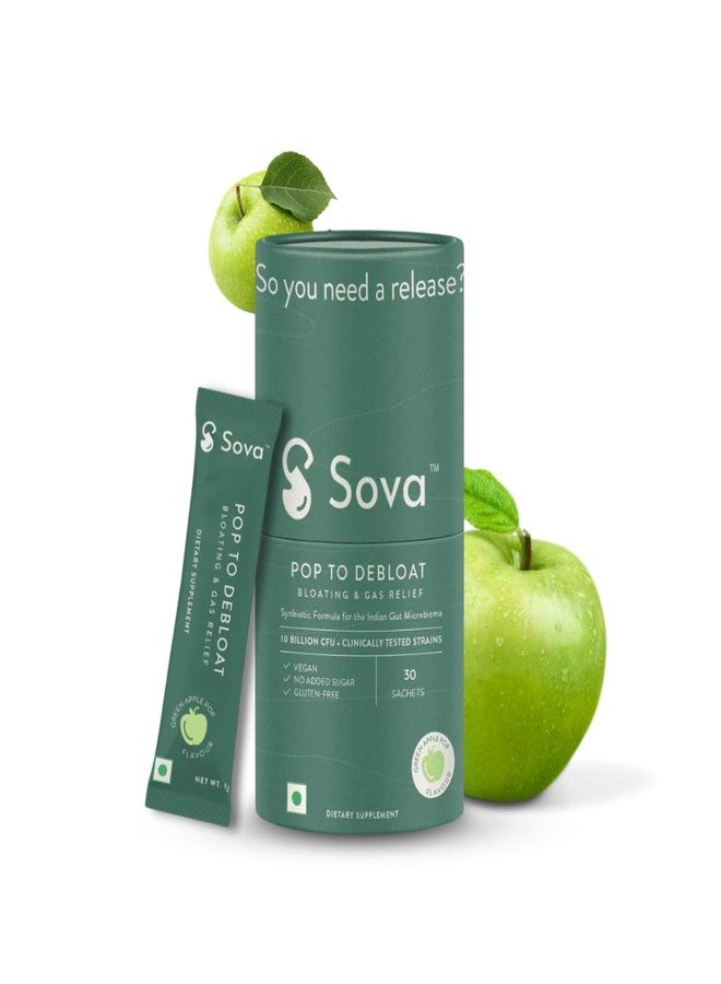 SOVA Pop to Debloat for Men & Women|Prevent Gassiness,Bloating and Discomfort|Clinically Researched Prebiotics,Probiotics & Digestive Enzymes |30 Vegan Sachets - 1 Month Supply,1 count,30 grams - Image 1
