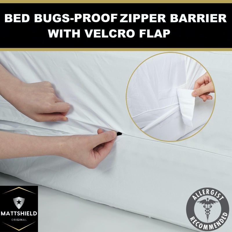MATTSHIELD ORIGINAL MATTSHIELD Ultimate 3-Piece Kit - Bed Bug-Proof Mattress Cover Queen Size 100% Cotton Top + 2 Pillow Protectors with Zipper - 6 Sided Waterproof Encasement, Total Defense Kit - Image 4