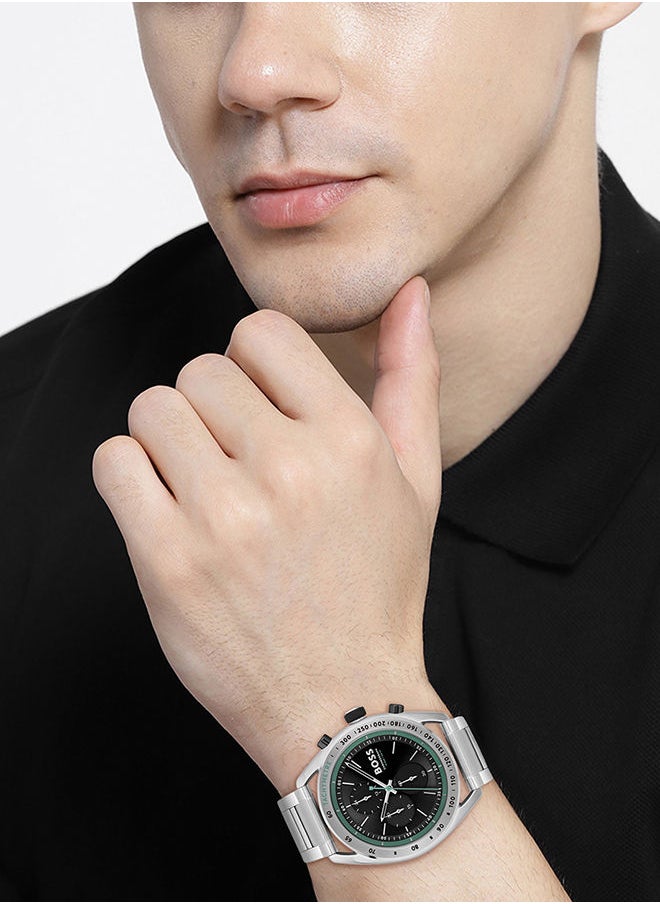 HUGO BOSS - Men Chronograph Round Shape Stainless Steel Wrist Watch 44 mm - Image 1
