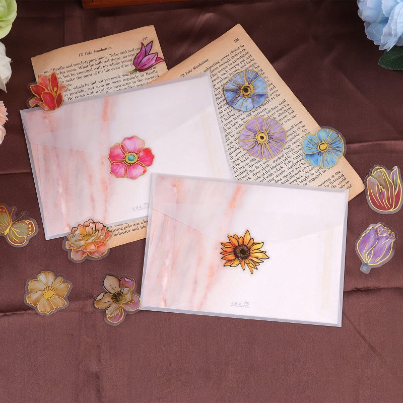 Dizdkizd Golden Floral Watercolor Transparent Stickers for Bullet Journal, 240 Pieces, Small Aesthetic Decorative Decals for Scrapbooking Crafts Planner, Laptop Sticker, Resin Sticker - Image 5