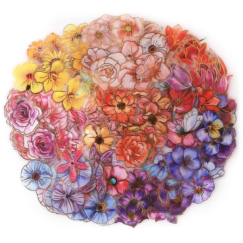 Dizdkizd Golden Floral Watercolor Transparent Stickers for Bullet Journal, 240 Pieces, Small Aesthetic Decorative Decals for Scrapbooking Crafts Planner, Laptop Sticker, Resin Sticker - Image 1