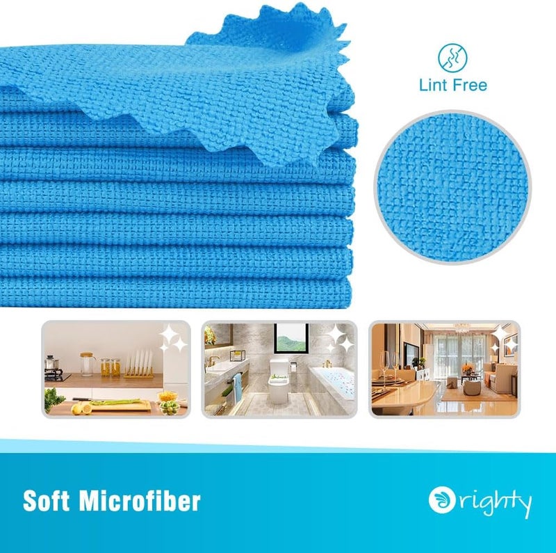 Orighty 100 Pack Microfiber Shop Towels - Reusable Cleaning Rags for Automotive and Kitchen, Lint Free, 11.5’’ x 11.5’’, Blue - Image 2