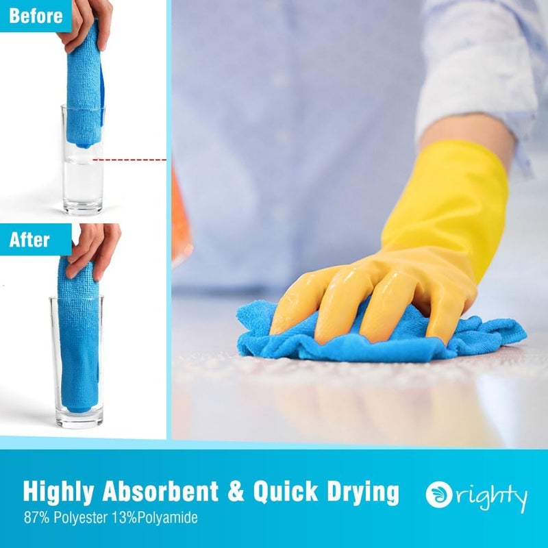 Orighty 100 Pack Microfiber Shop Towels - Reusable Cleaning Rags for Automotive and Kitchen, Lint Free, 11.5’’ x 11.5’’, Blue - Image 3