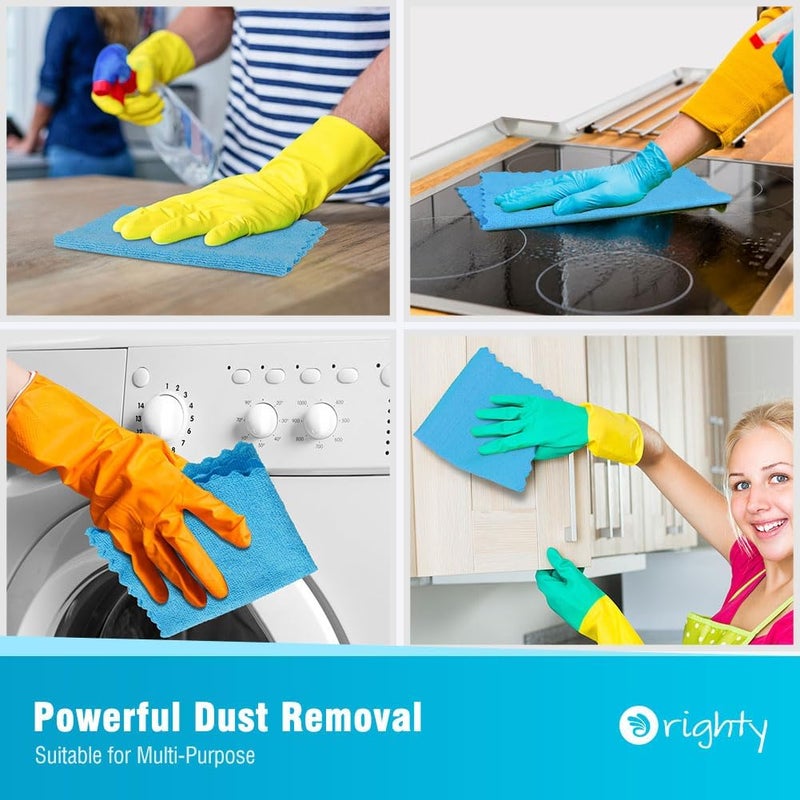 Orighty 100 Pack Microfiber Shop Towels - Reusable Cleaning Rags for Automotive and Kitchen, Lint Free, 11.5’’ x 11.5’’, Blue - Image 4