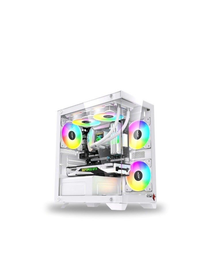 PC'GEN PC'GEN Gaming PC, Intel Core i5-14400F, 16GB 2X8 DDR5 RAM,1TB M.2 SSD, V90 ARGB Air Cooling, 600W *8, Dost60 Eco Desk, Gigabyte H610 Motherboard (NO GPU) (Black,White)  - Image 2