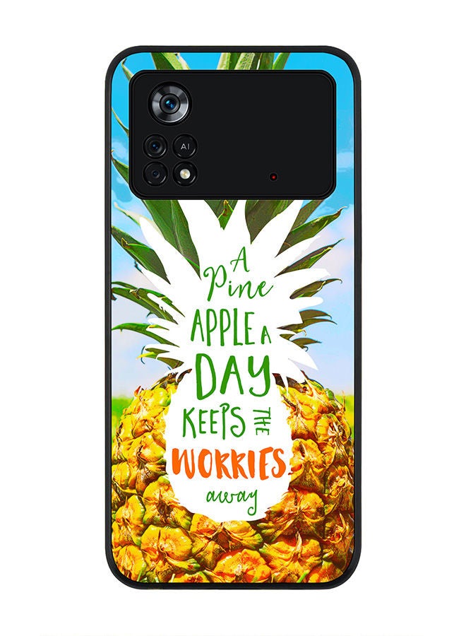 Stylizedd Rugged Black edge case for Poco M4 Pro 4G Slim fit Soft Case Flexible Rubber Edges Anti Drop TPU Gel Thin Cover - Pineapple A Day - Image 1