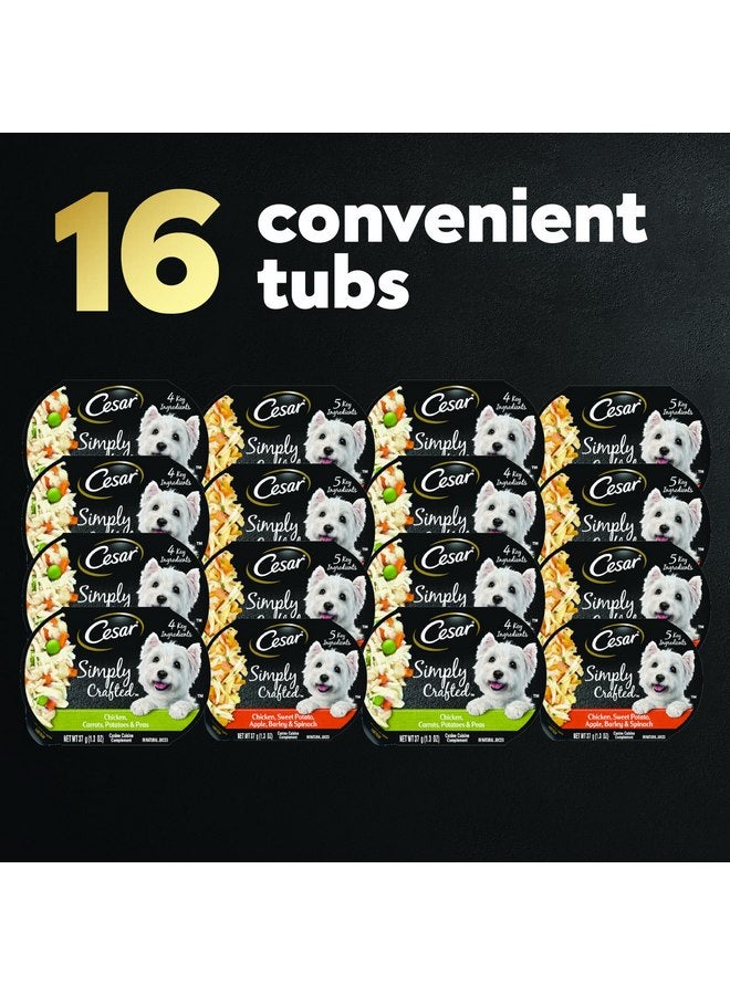 CESAR SIMPLY CRAFTED Adult Soft Wet Dog Food Meal Topper Variety Pack, Chicken, Carrot, Potato & Peas and Chicken, Sweet Potato, Apple, Barley & Spinach, 8 Count(Pack of 2) - Image 2