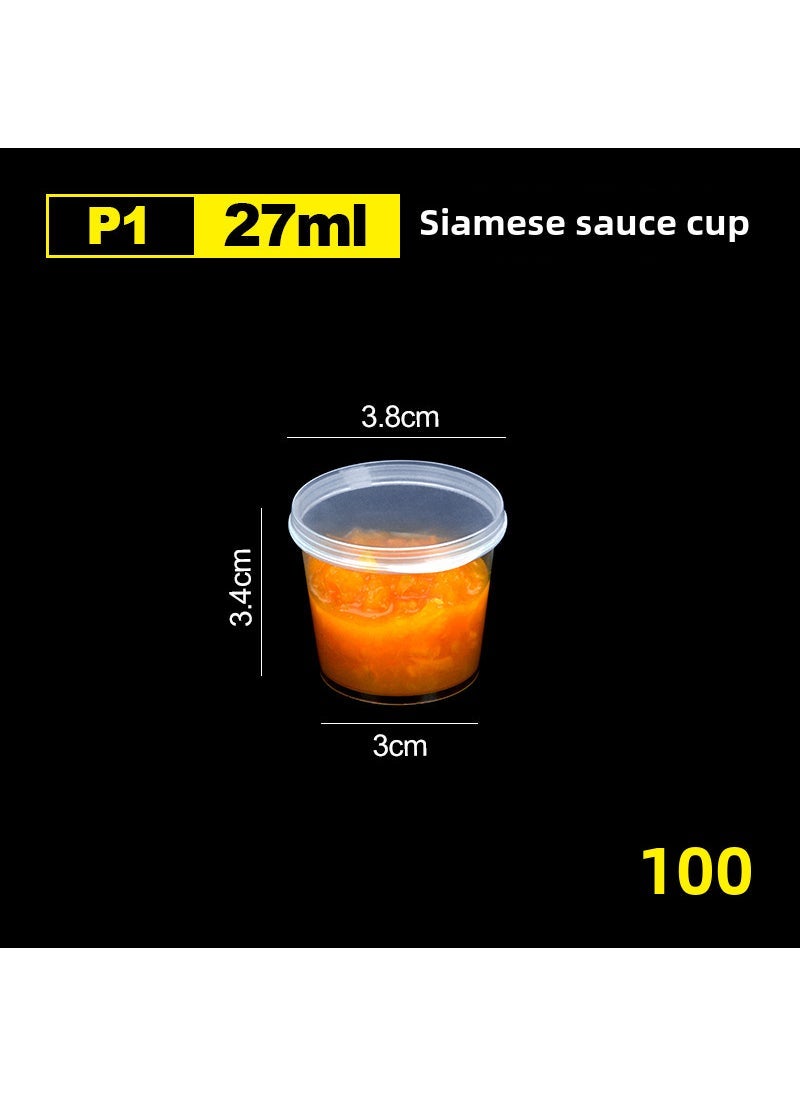Disposable Sauce Cups with Lids 27ml round conjoined 100 pieces