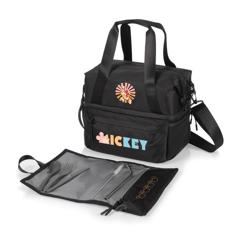 Picnic TIME Disney Mickey Mouse Tarana Insulated Lunch Bag Made from Recycled Material Lunch Box with Picnic Set Upcycled Lunch Cooler Bag Carbon Black