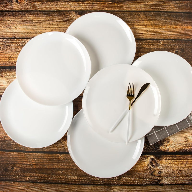 Crocera Large Dinner Plate Set of 6 Pcs PlainSnow White11 inchOpalglass - Image 2