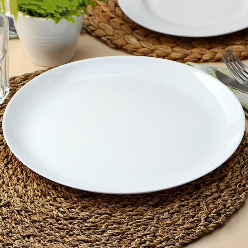 Crocera Large Dinner Plate Set of 6 Pcs PlainSnow White11 inchOpalglass - Image 3