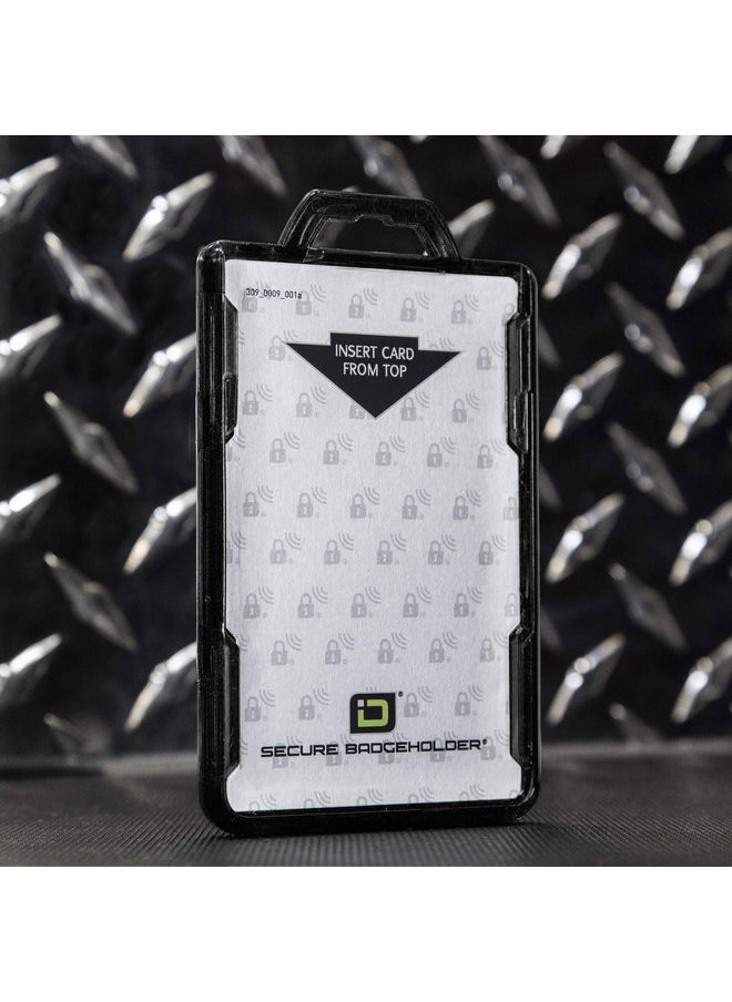 آي دي سترونجهولد - حامل شارة آمن بحجب Rfid Duolite 2 حامل لبطاقة الهوية من البولي كربونات شديد التحمل من البلاستيك الصلب حامل شارة الهوية في الولايات المتحدة الأمريكية مصبوب ومجمع فيبس 201 معتمد باللون الأسود - Image 1