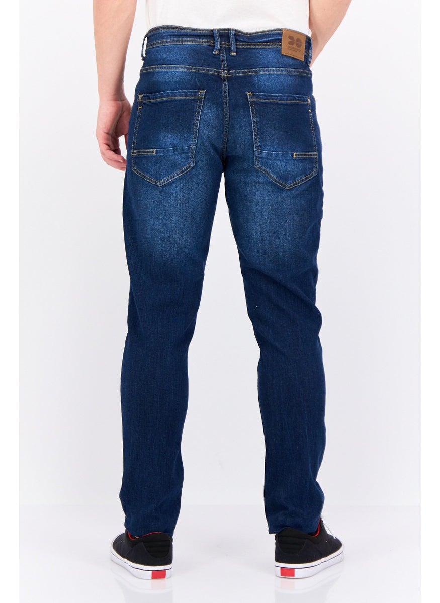 CROSSHATCH Men Slim Fit Washed Stretchable Denim Jeans, Blue  - Image 3