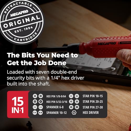 Megapro 151TP - Tamperproof 15-in-1 Multi-bit Screwdriver (Black/Red) - Image 2