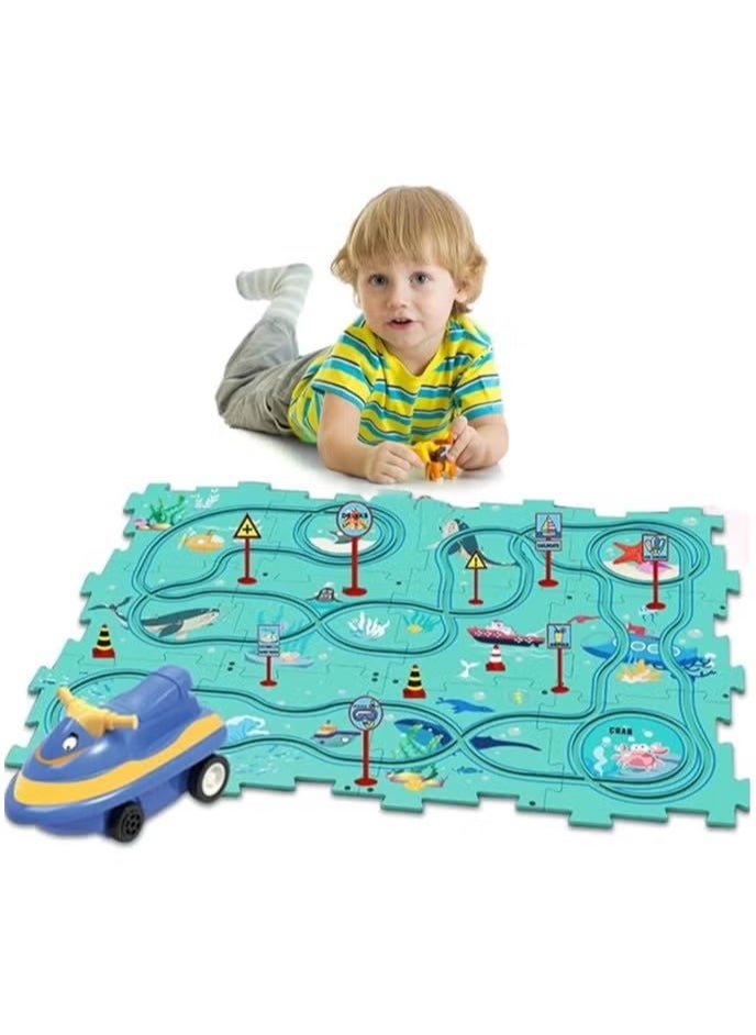 RATSAW - 25 PCS Puzzles for Kids Ages 3 to 5 Number Blocks Set Magic Tracks Toddler Puzzle Car Tracks Toys for 3 4 5 6 Year Old Boys Girls Montessori Toys for Kids Ocean - Image 1