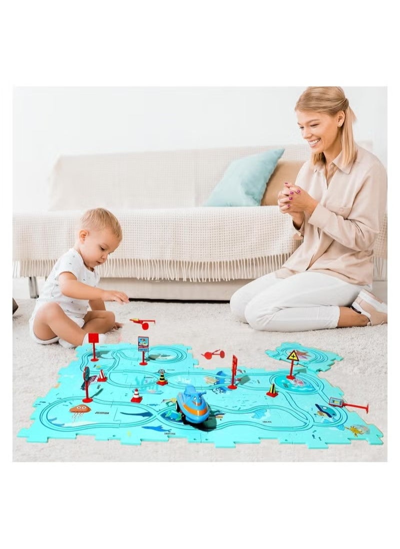 RATSAW - 25 PCS Puzzles for Kids Ages 3 to 5 Number Blocks Set Magic Tracks Toddler Puzzle Car Tracks Toys for 3 4 5 6 Year Old Boys Girls Montessori Toys for Kids Ocean - Image 1