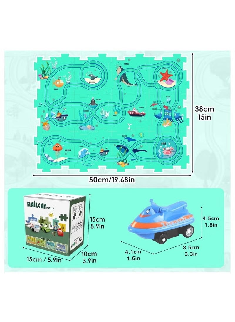 RATSAW - 25 PCS Puzzles for Kids Ages 3 to 5 Number Blocks Set Magic Tracks Toddler Puzzle Car Tracks Toys for 3 4 5 6 Year Old Boys Girls Montessori Toys for Kids Ocean - Image 1