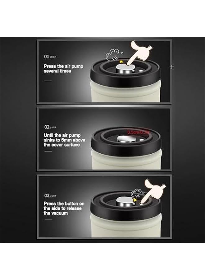 HOOKOR Coffee Storage Canister - Coffee Bean Vaccum Container | Stainless Steel Coffee Storage Jar with Vacuum Pump | Kitchen Airtight Coffee Canister for Coffee, Food, Sugar, Flour (1100ML) - Image 2