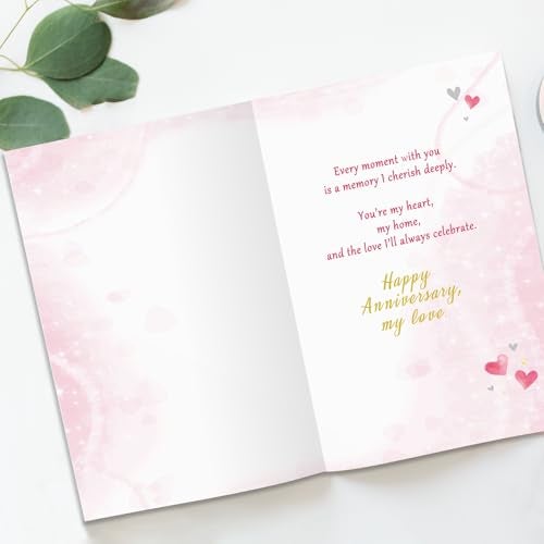 Beixian Anniversary Cards for Wife, Happy Wedding Anniversary Card Gift for Wife from Husband 8x5.3 Inches, Double Sided, with Matching Pink Envelope - Image 2