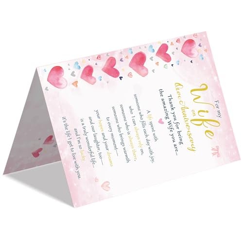 Beixian Anniversary Cards for Wife, Happy Wedding Anniversary Card Gift for Wife from Husband 8x5.3 Inches, Double Sided, with Matching Pink Envelope - Image 5