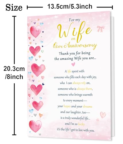 Beixian Anniversary Cards for Wife, Happy Wedding Anniversary Card Gift for Wife from Husband 8x5.3 Inches, Double Sided, with Matching Pink Envelope - Image 3
