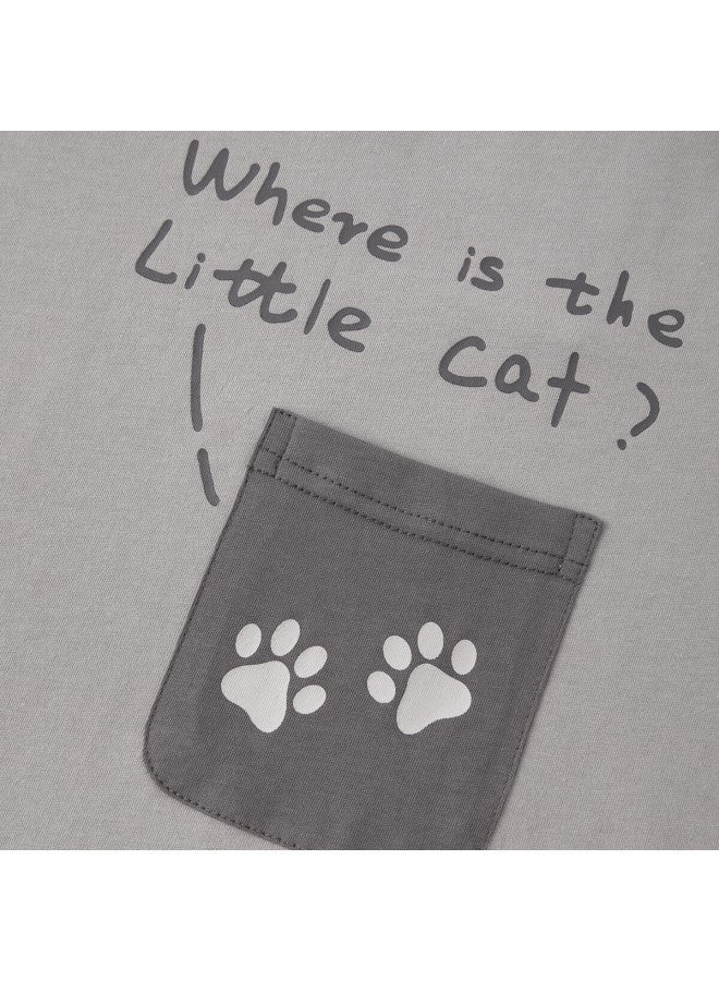 Top melon Dingguagua Dingguagua Men's Pure Cotton Spring Summer Short Sleeve Couple Wearable Homewear Set Men's Dove Gray 170 - Image 4