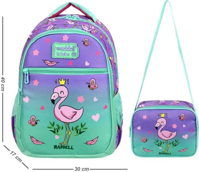 ماشو تريند Smile Flamingo School Bag + Nutrition + Water Bottle - Primary School Bag Girls School Bag