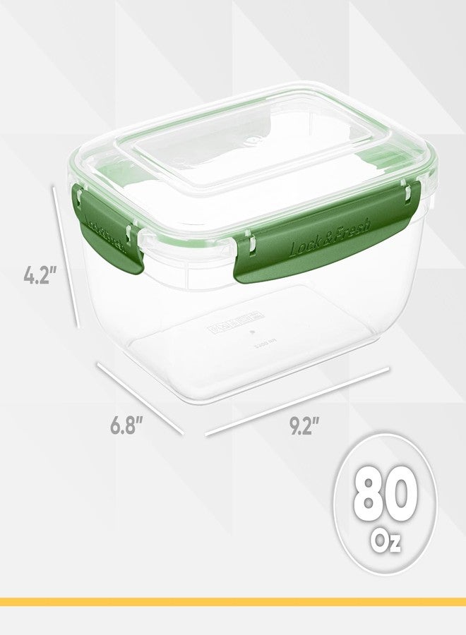 Superio Plastic Food Storage Containers with Airtight Lids, 6 Pack- 80 Oz, BPA Free, Leakproof, Stackable, Microwave, Dishwasher, Freezer Safe, Green - Image 2