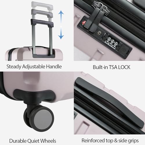 KROSER Hardside Expandable Carry On Luggage with Spinner Wheels & Built-in TSA Lock, Durable Suitcase Rolling Luggage with USB Port, Carry-On 20-Inch, Matte Purple/Pink - Image 4