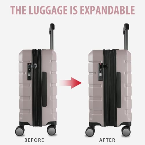 KROSER Hardside Expandable Carry On Luggage with Spinner Wheels & Built-in TSA Lock, Durable Suitcase Rolling Luggage with USB Port, Carry-On 20-Inch, Matte Purple/Pink - Image 5