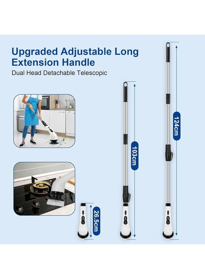 Macon Cordless Electric Scrubber Brush, Rechargeable, 10 Brush Heads, Adjustable Extension Handle - Image 2