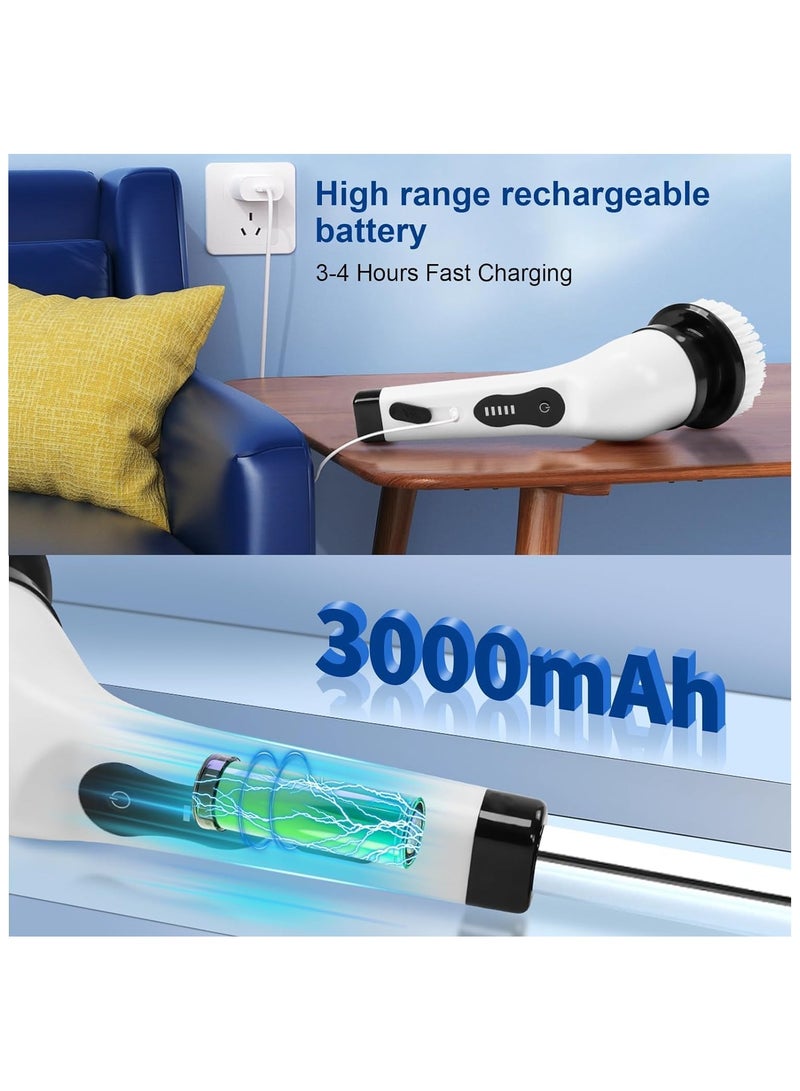 Macon Cordless Electric Scrubber Brush, Rechargeable, 10 Brush Heads, Adjustable Extension Handle - Image 3