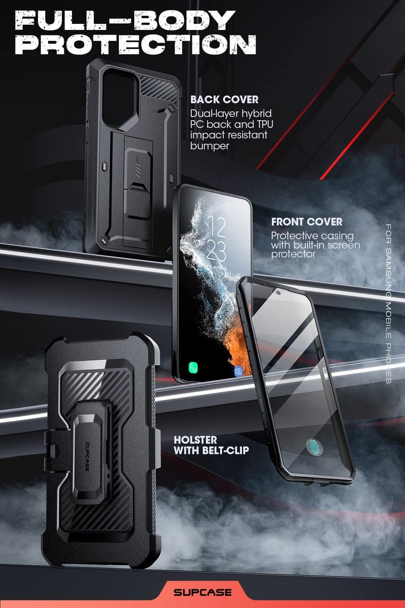 SUPCASE for Samsung Galaxy S23 Ultra Case with Stand, [Unicorn Beetle Pro] [2 Front Frames] [Built-in Screen Protector & Belt-Clip] Military-Grade Protection Phone Case for Galaxy S23 Ultra, Black - Image 5