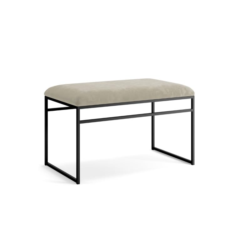 INDIDECOR INDIDECOR 64106 Hallway Bench Entryway Bench for Home and Office Grey Velvet Cushion Black Metal Frame Suitable for Living RoomBedroomOffice 100 cm x 46 cm x 39 cm  - Image 1