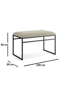 INDIDECOR INDIDECOR 64106 Hallway Bench Entryway Bench for Home and Office Grey Velvet Cushion Black Metal Frame Suitable for Living RoomBedroomOffice 100 cm x 46 cm x 39 cm  - Image 3