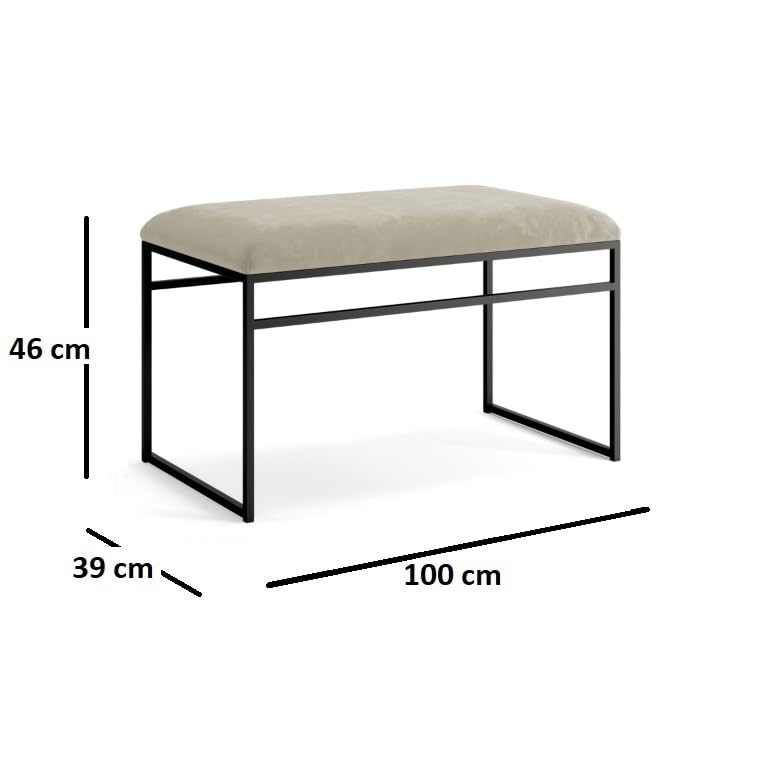 INDIDECOR INDIDECOR 64106 Hallway Bench Entryway Bench for Home and Office Grey Velvet Cushion Black Metal Frame Suitable for Living RoomBedroomOffice 100 cm x 46 cm x 39 cm  - Image 3