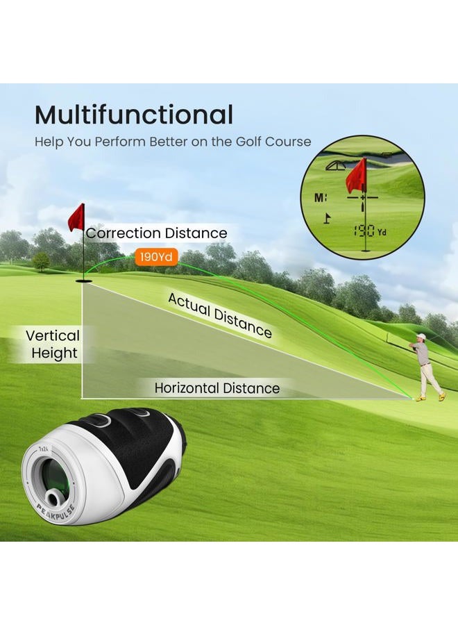 PEAKPULSE 1200 Yards Mini Range Finder Golf Rangefinder HDLCD 7X Magnification with Slope Laser Distance Rangefinder for Men Women Junior Rechargeable Flag Pole Locked with Vibration Angle Measurement - Image 5