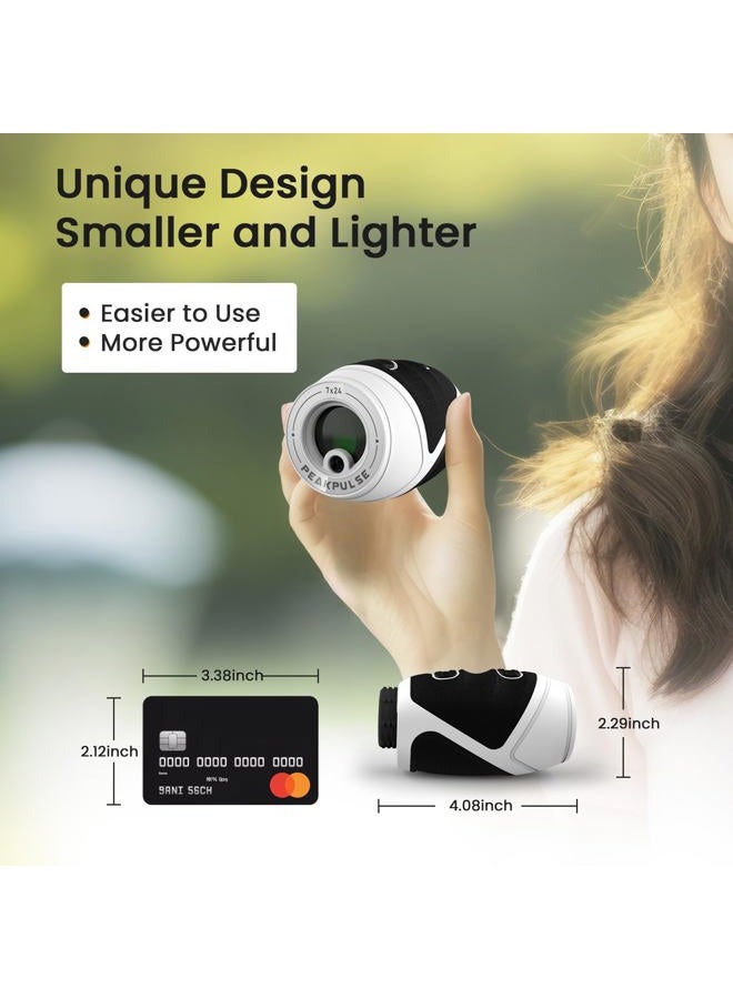 PEAKPULSE 1200 Yards Mini Range Finder Golf Rangefinder HDLCD 7X Magnification with Slope Laser Distance Rangefinder for Men Women Junior Rechargeable Flag Pole Locked with Vibration Angle Measurement - Image 3