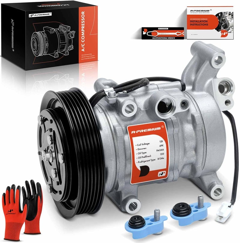 A-Premium AC Compressor Replacement for Mazda 3 (2003-2009) - 12V, 6PK, 125MM - Image 1