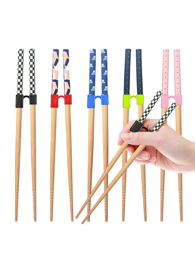 EAEDMY 5 Pairs Reusable Adult Kid Training Chopsticks Trainers for Beginners, Japanese Wooden Beginners Learning Training Chopsticks Helpers Set, Dishwasher Safe, L8.86Inch (1.Mount Fuji) - Image 1