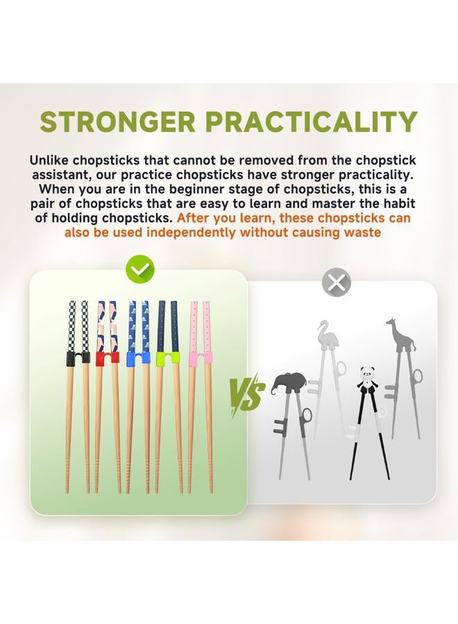 EAEDMY 5 Pairs Reusable Adult Kid Training Chopsticks Trainers for Beginners, Japanese Wooden Beginners Learning Training Chopsticks Helpers Set, Dishwasher Safe, L8.86Inch (1.Mount Fuji) - Image 5