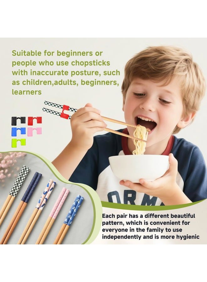 EAEDMY 5 Pairs Reusable Adult Kid Training Chopsticks Trainers for Beginners, Japanese Wooden Beginners Learning Training Chopsticks Helpers Set, Dishwasher Safe, L8.86Inch (1.Mount Fuji) - Image 3
