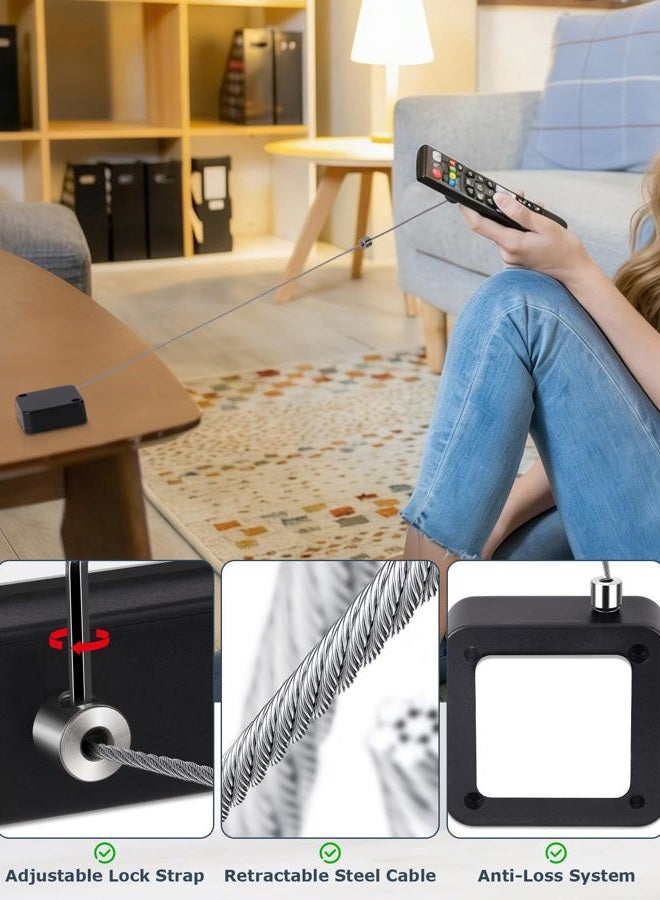 MERDTTES 6.5 Ft Retractable Remote Control Tether Locks, Security Lanyard Lock with Adjustable Leash Length Clasp for TV Remote Control, Tablets Showroom, Gaming Controller (2 PCS) - Image 4