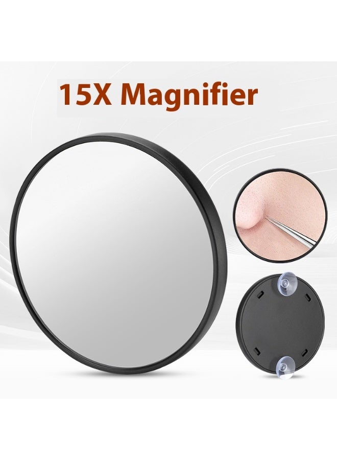 2PCS 15X Magnifying Makeup Mirror, Portable Travel Cosmetic Pocket Mirror for Facial Cleaning, Compact Beauty Mirror for Makeup and Skincare - Image 1