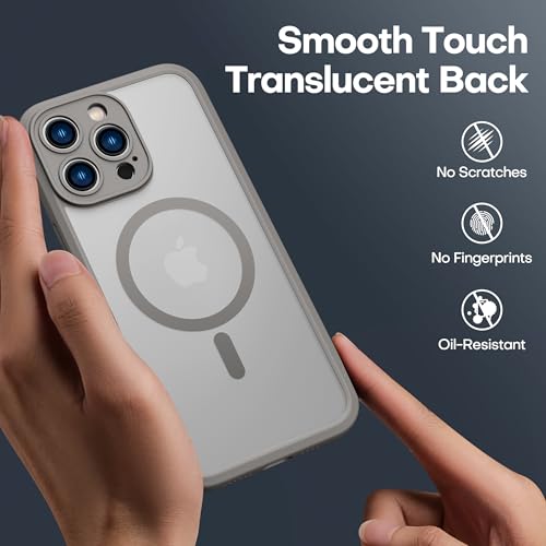 ImpactStrong Magnetic Guard Designed for iPhone 14 Pro Max Case [Camera Protection] [Military Grade Drop Tested] [Compatible with MagSafe] Slim Translucent Matte Phone Case (6.7") - Gray - Image 3