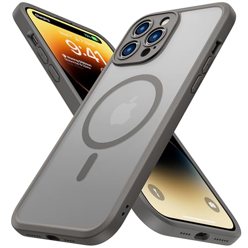 ImpactStrong Magnetic Guard Designed for iPhone 14 Pro Max Case [Camera Protection] [Military Grade Drop Tested] [Compatible with MagSafe] Slim Translucent Matte Phone Case (6.7") - Gray - Image 1
