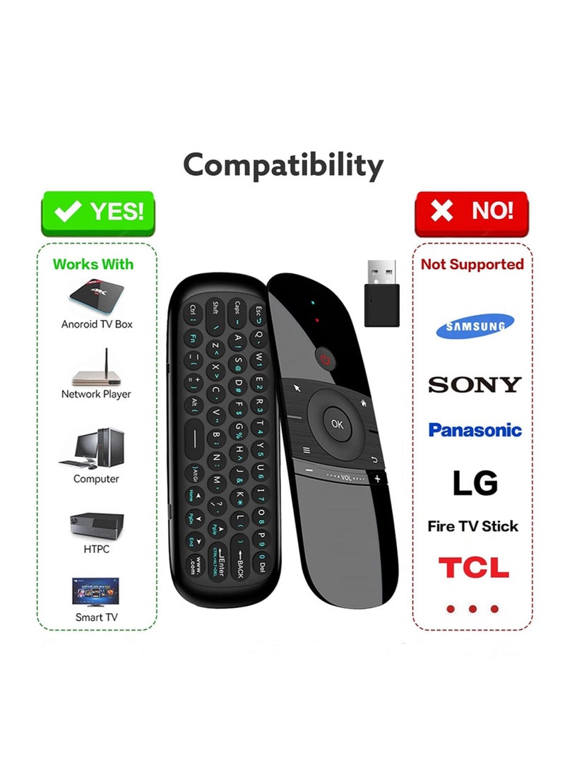 W1 Remote 2.4G Wireless Keyboard Multifunctional Remote Control for Nvidia Shield/Android TV Box/PC/Projector/HTPC/All-in-one PC