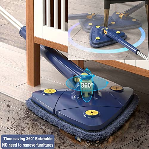 CraftinAround 360° Rotatable Adjustable Cleaning Mop Extendable Triangle Mop with Long Handle Hand Twist Quick Dry Multifunctional Microfiber Wet and Dry Clean Floor Wall with 3 Replacement Pads - Image 3